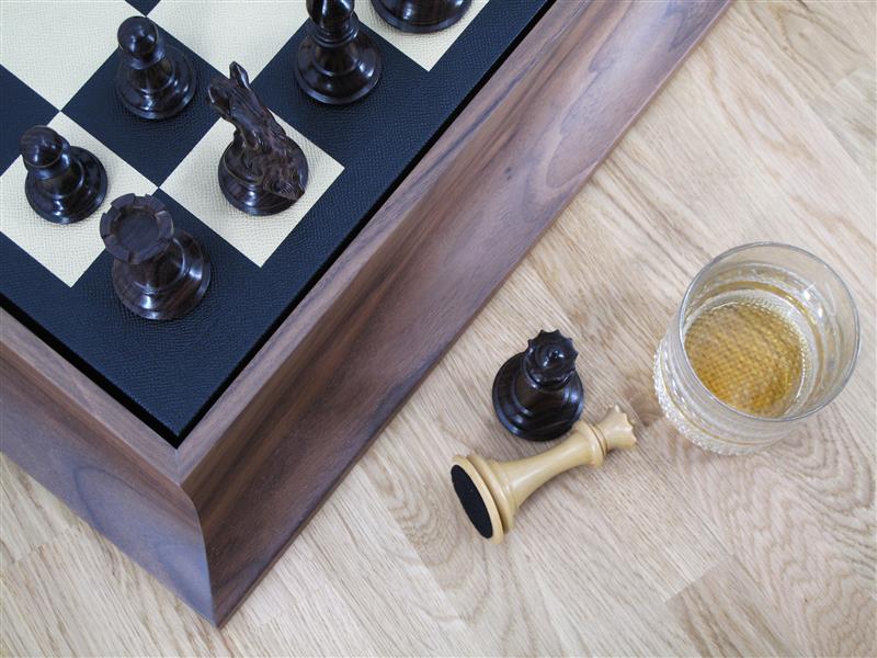 Luxury Wooden Chess Set | Geoffrey Parker | Backgammon Sets Elegant Wooden Luxury Backgammon And Chess Set With Glass Of Beverage For Sophisticated Gaming Experiences.